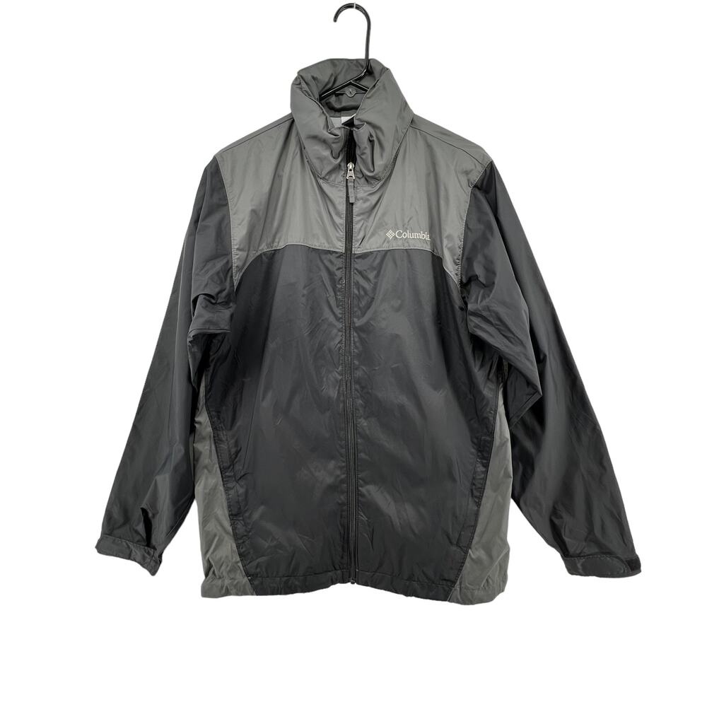 Columbia Size Small Mens Jacket Nylon Rain Hooded Gray Full Zip Windbreaker